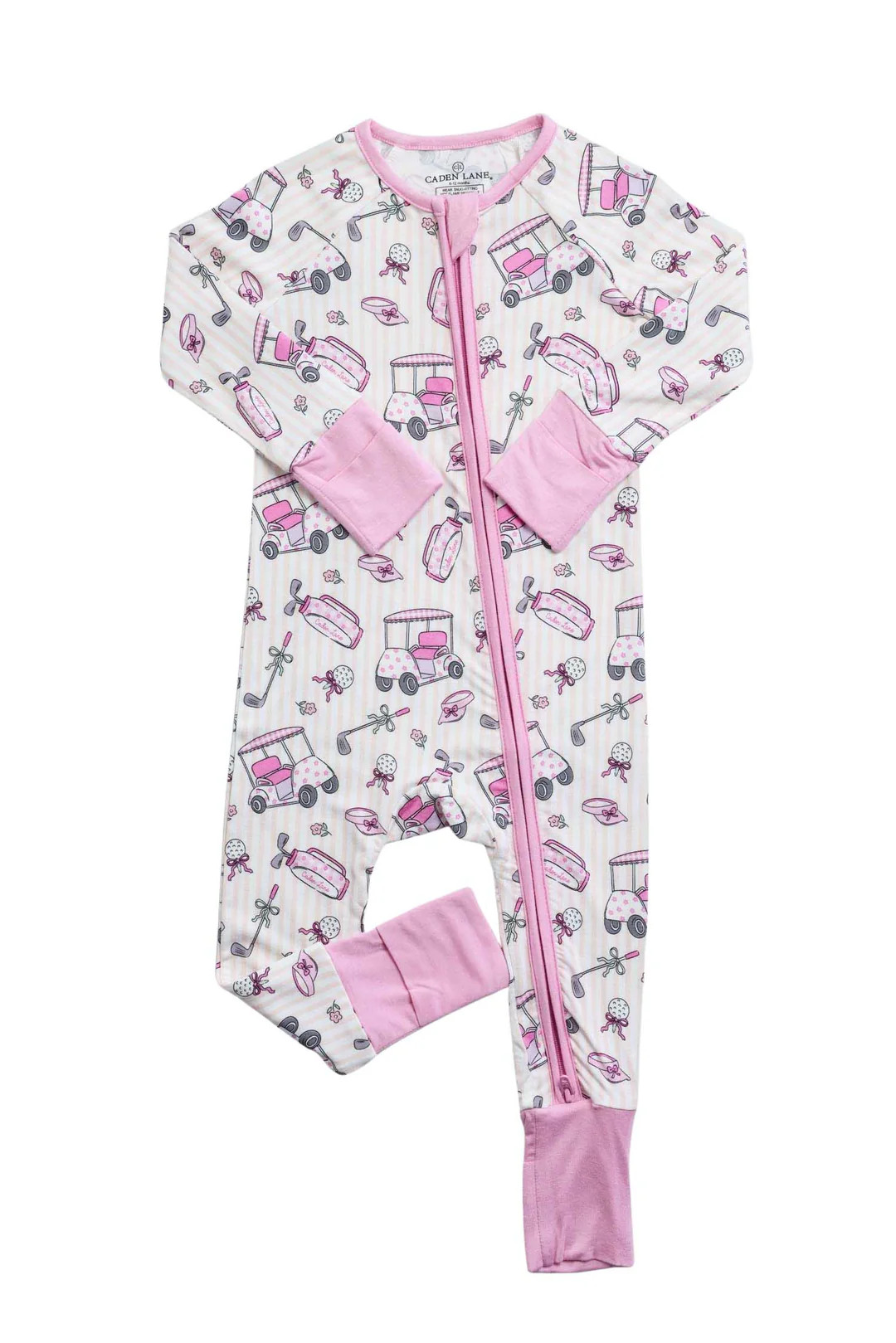 Convertible Bamboo Zip Romper | Caddie Crew Pink | Caden Lane