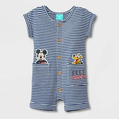 Baby Boys' Disney Mickey Mouse Romper - Blue | Target