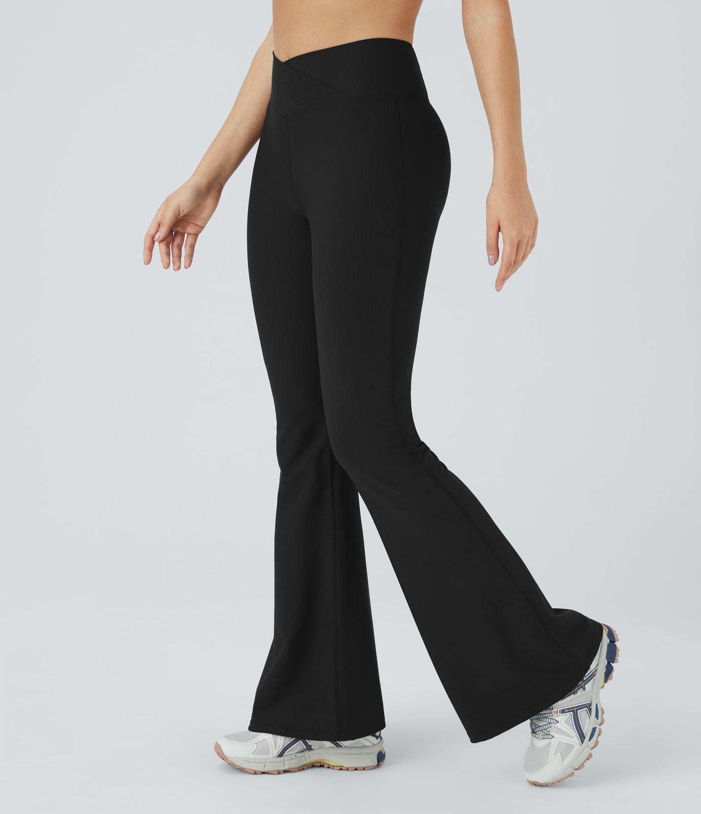 Women’s Patitoff™ Flow Pet Hair Resistant Crossover High Waisted Back Pocket Super Flare Legg... | HALARA