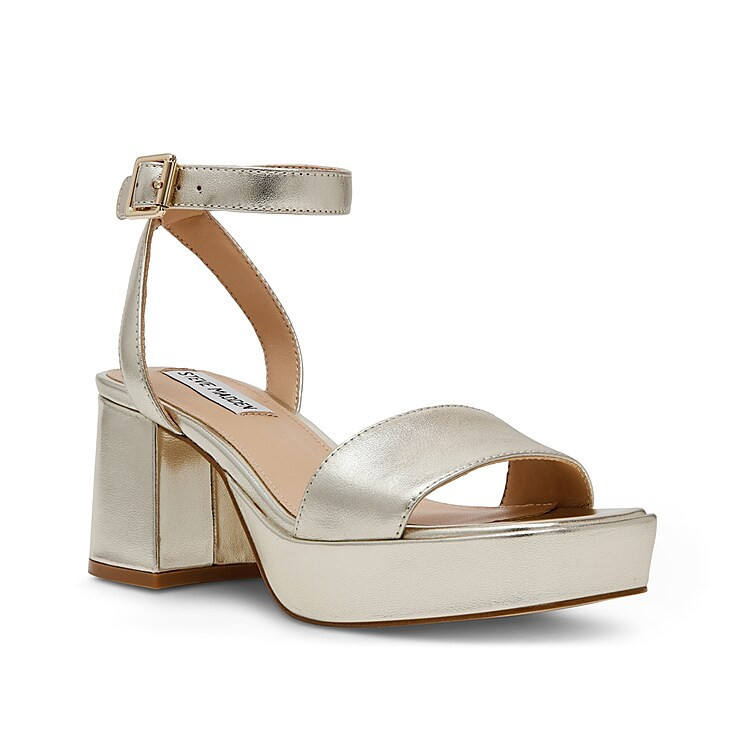 Steve Madden Mercer Platform Sandal | Women's | Gold Metallic | Size 10 | Sandals | Ankle Strap | DSW