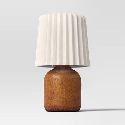 Mini Faux Wood Table Lamp with Pleated Shade - Room Essentials™ | Target