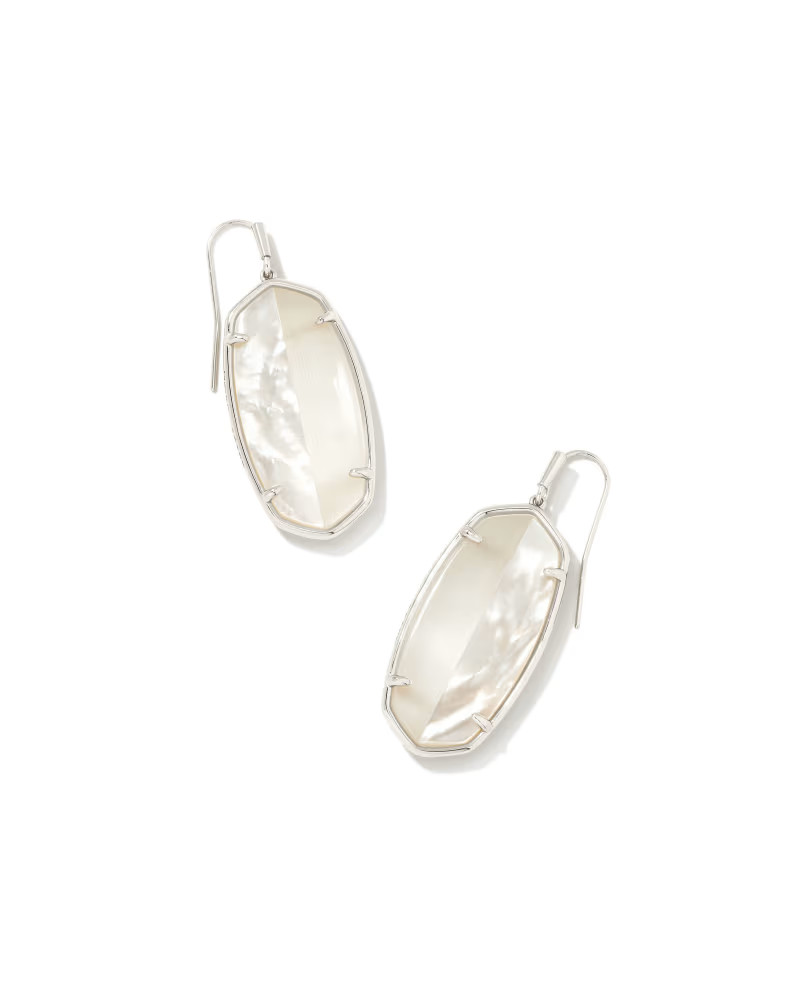 Elle Silver Intarsia Drop Earrings in White Intarsia | Kendra Scott
