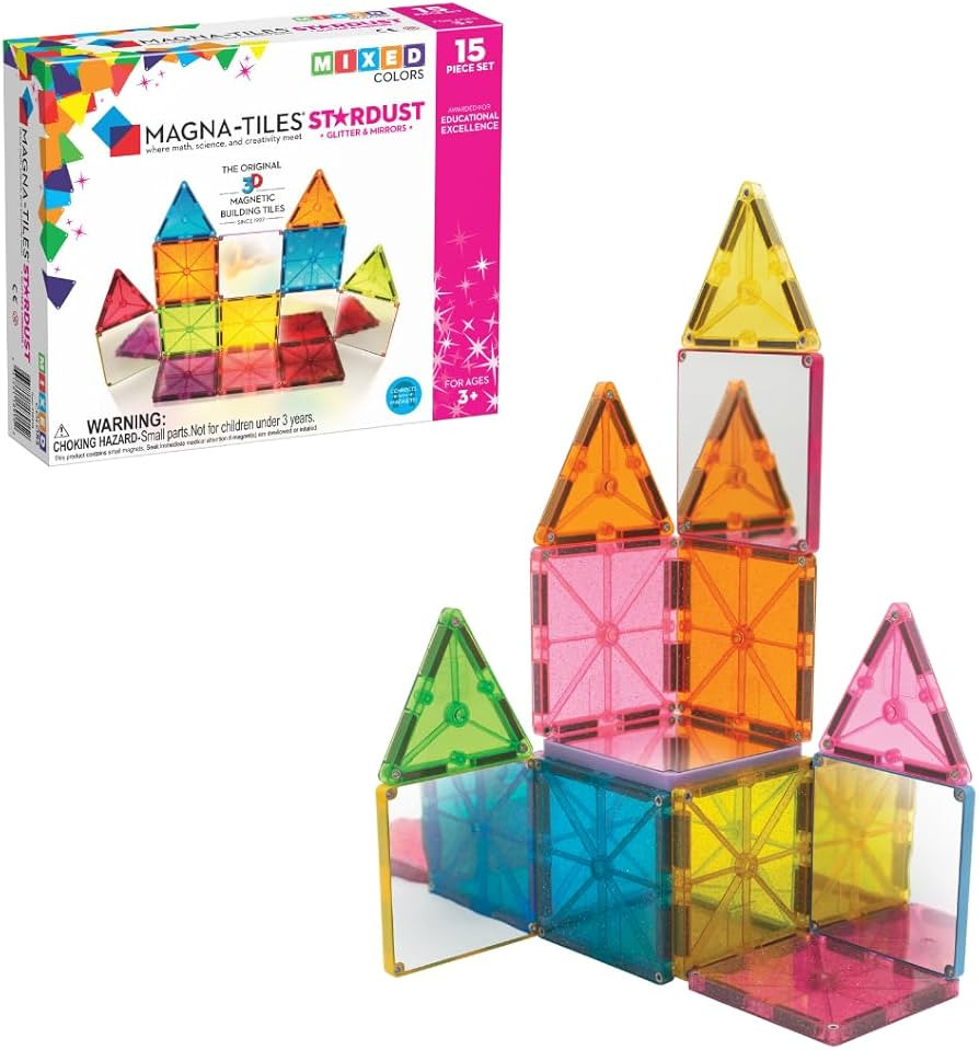 MAGNA-TILES Stardust 15-Piece Magnetic Construction Set, The ORIGINAL Magnetic Building Brand, 3-... | Amazon (US)