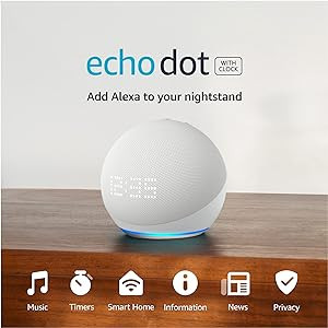 Amazon Echo Dot (5th Gen) with clock | Compact smart speaker with Alexa and enhanced LED display ... | Amazon (US)