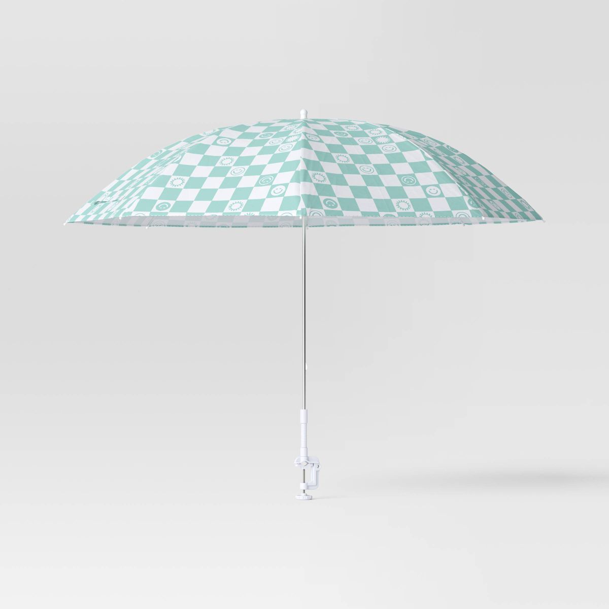 4' Round Outdoor Patio Clamp-on Beach Umbrella Blue/White Checkerboard - Sun Squad™ | Target