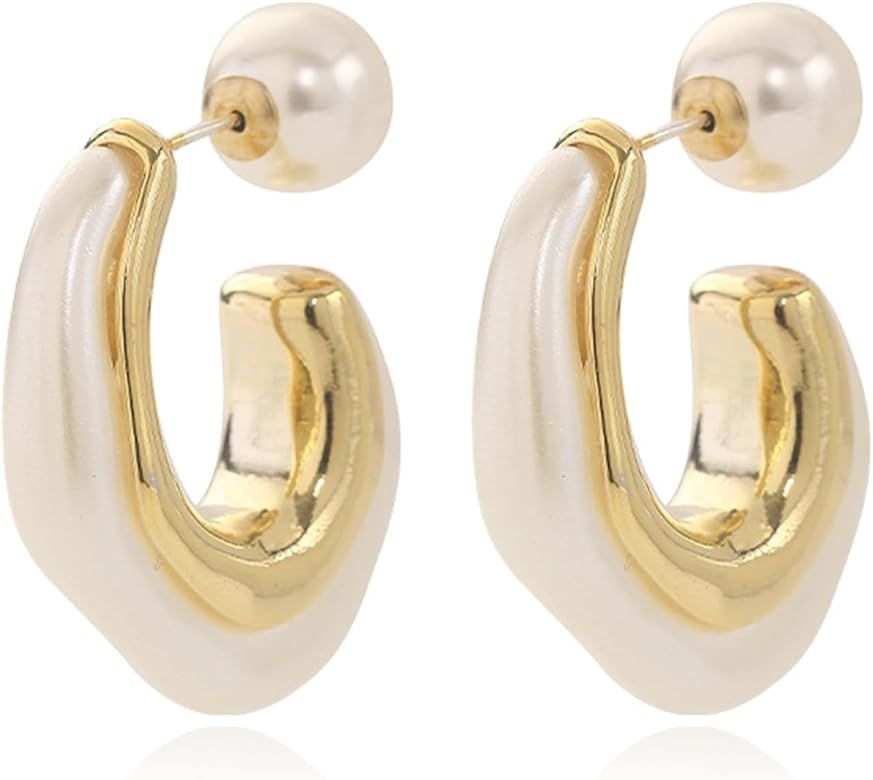 Pearl Earrings for Women Boho Baroque Pearl Dangle Earrings Elegant Pearl Earrings Statement Colo... | Amazon (US)