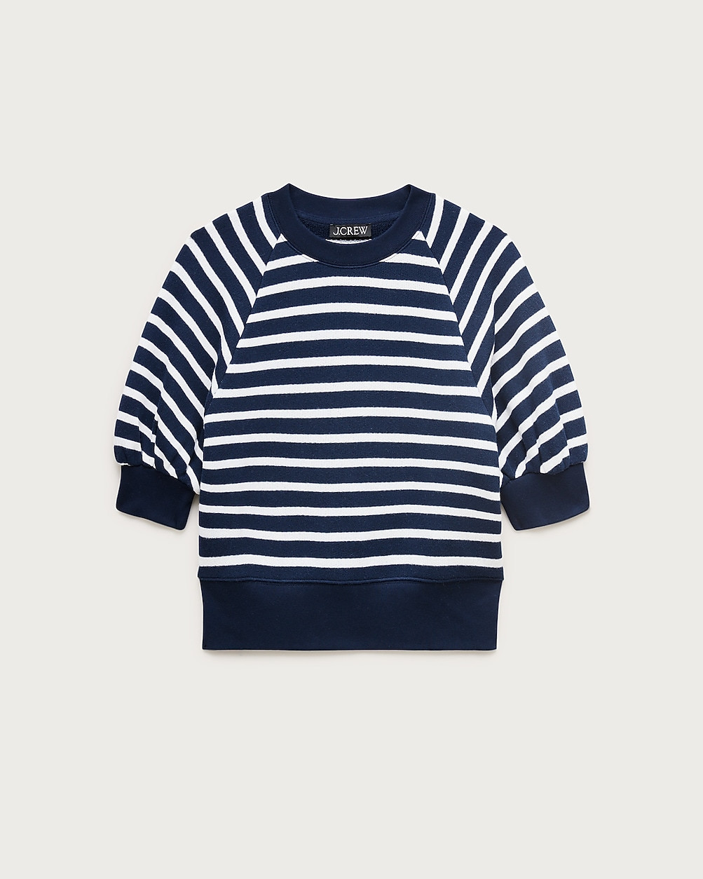 Heritage terry puff-sleeve sweatshirt in stripe | J. Crew US