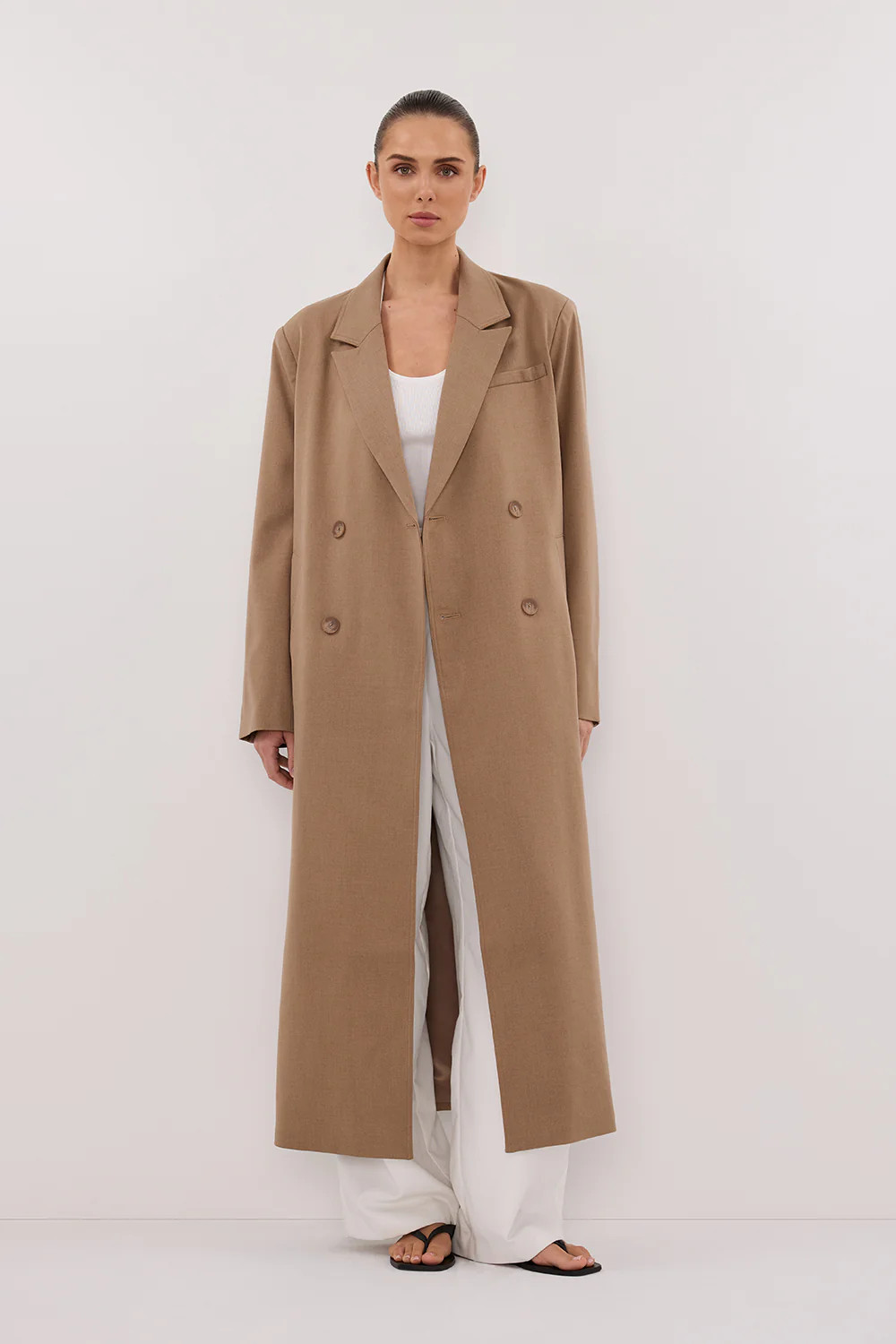 CELINA TAN WOOL BLEND COAT | DISSH