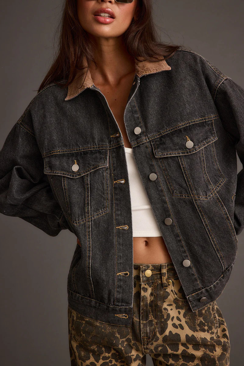 Hayes Washed Black Denim Barn Jacket | 12th Tribe