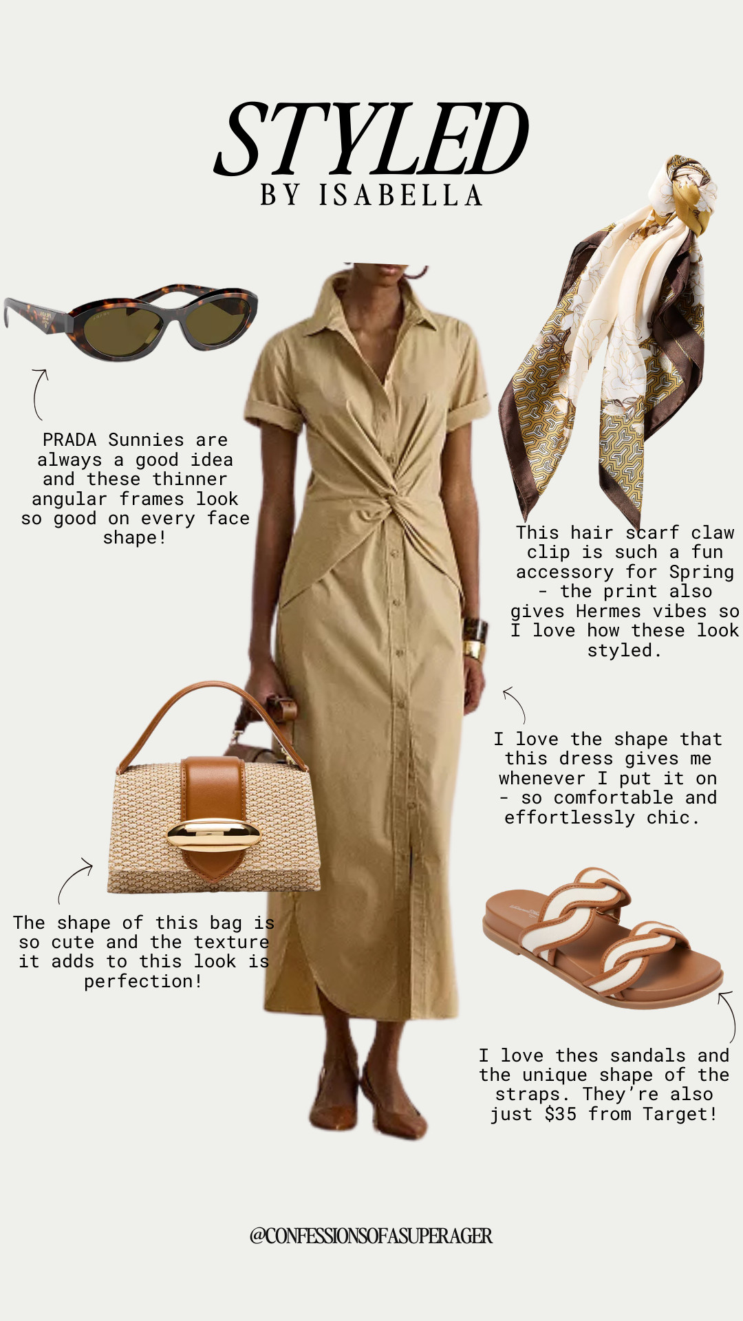 Effortless neutral perfection 🤎 This tan shirt dress midi with a flattering cinched waist is the ultimate timeless spring outfit, styled with designer-inspired sandals under $40, a chic woven top handle bag, Prada sunglasses, and a silk scarf accessory for that elevated luxury look. It’s the perfect mix of minimalist style, everyday elegance, and affordable fashion finds you’ll wear on repeat—tap to shop these spring wardrobe essentials before they sell out! #LTKStyle #LTKFinds #SpringOutfit #NeutralStyle #ShirtDress #MidiDress #EffortlessChic #MinimalStyle #AffordableFashion #DesignerInspired #EverydayStyle #CapsuleWardrobe #SpringStyle #LTKFashion #TimelessStyle 

 

#LTKootd #LTKSeasonal #LTKSaleAlert