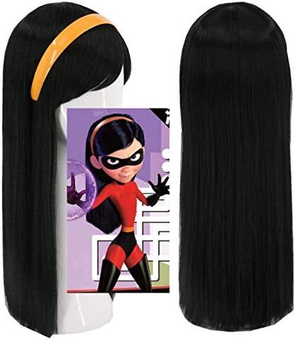 Topcosplay Girls Kids Wigs Black Long Straight Cosplay Halloween Costumes Party Wig with Headband | Amazon (US)