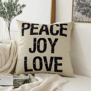 Peace Joy Love Cotton Linen Decorative Throw Pillow Case Cushion Cover | Bed Bath & Beyond