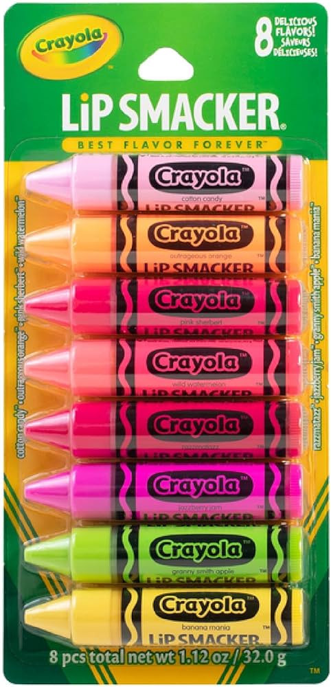 Lip Smacker Crayola Lip Balm Party Pack - 8 Moisturizing Lip Balms, Cotton Candy, Orange, Sherber... | Amazon (US)