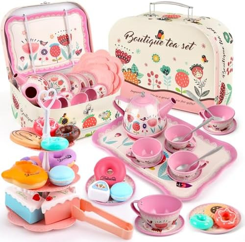 Tea Party Set for Little Girls, Flower Tea Sets Toys for Toddlers Girls Age 3 4 5 6 Year Old, Tod... | Amazon (US)