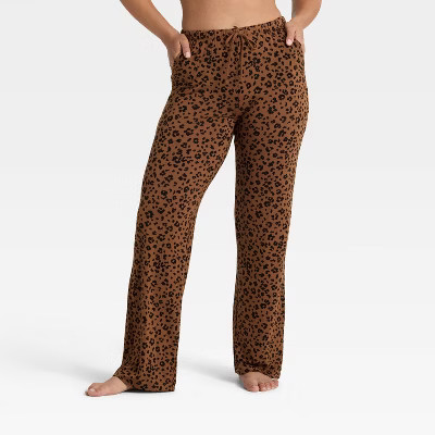 Women's Cloud Knit Leopard Print Pajama Pants - Auden™ Brown XS | Target