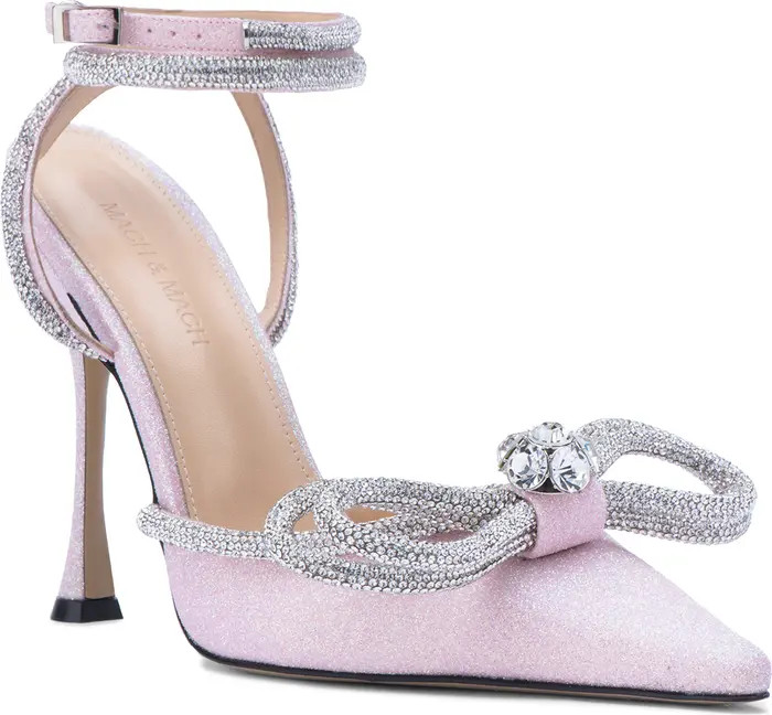 Glitter Double Crystal Bow Pointed Toe Pump | Nordstrom