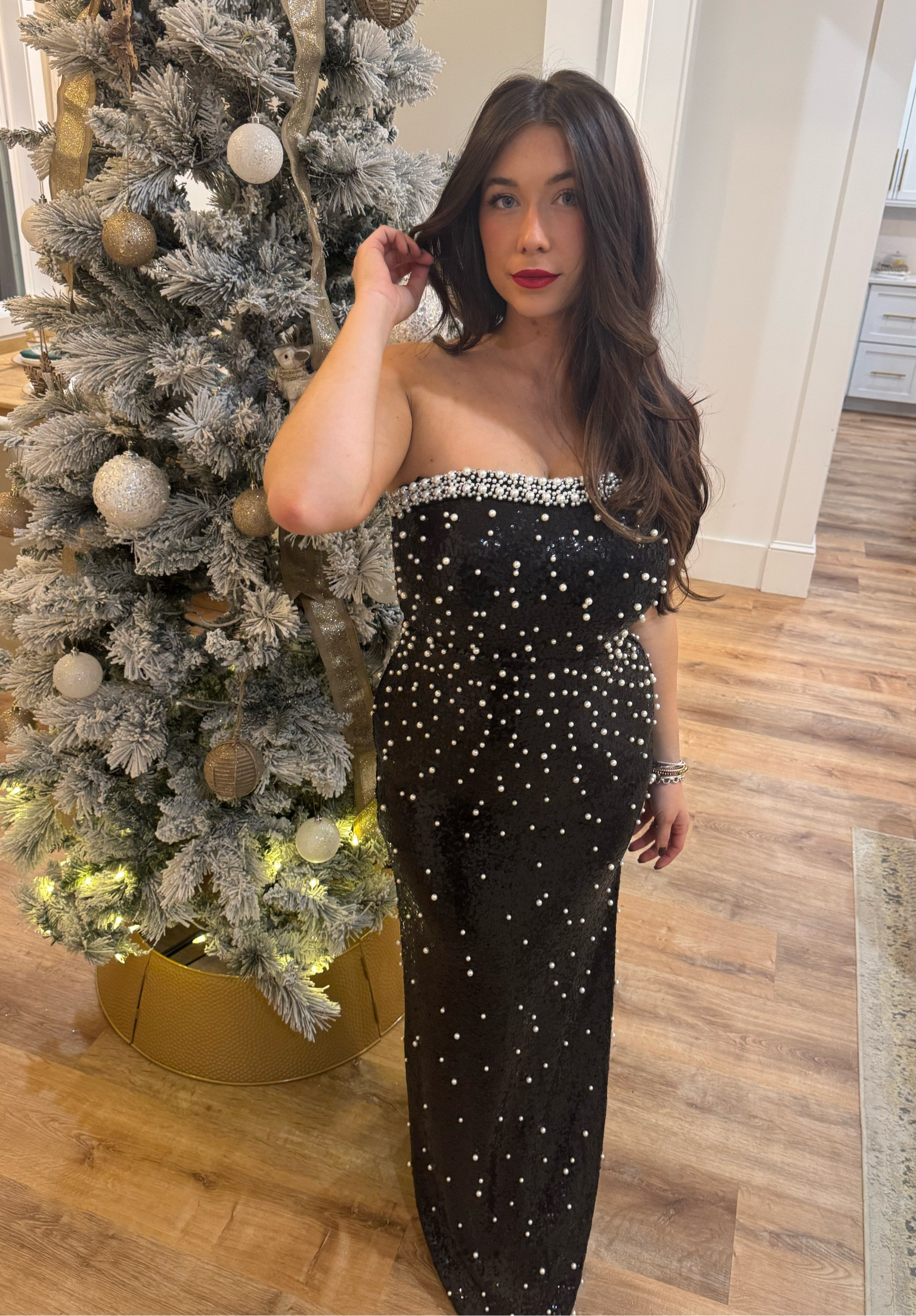 Loved this dress from macys for under $150! Holiday dresses | Christmas party dress | black tie formal dress | black tie wedding | #macys

#LTKParties #LTKHoliday #LTKWedding
