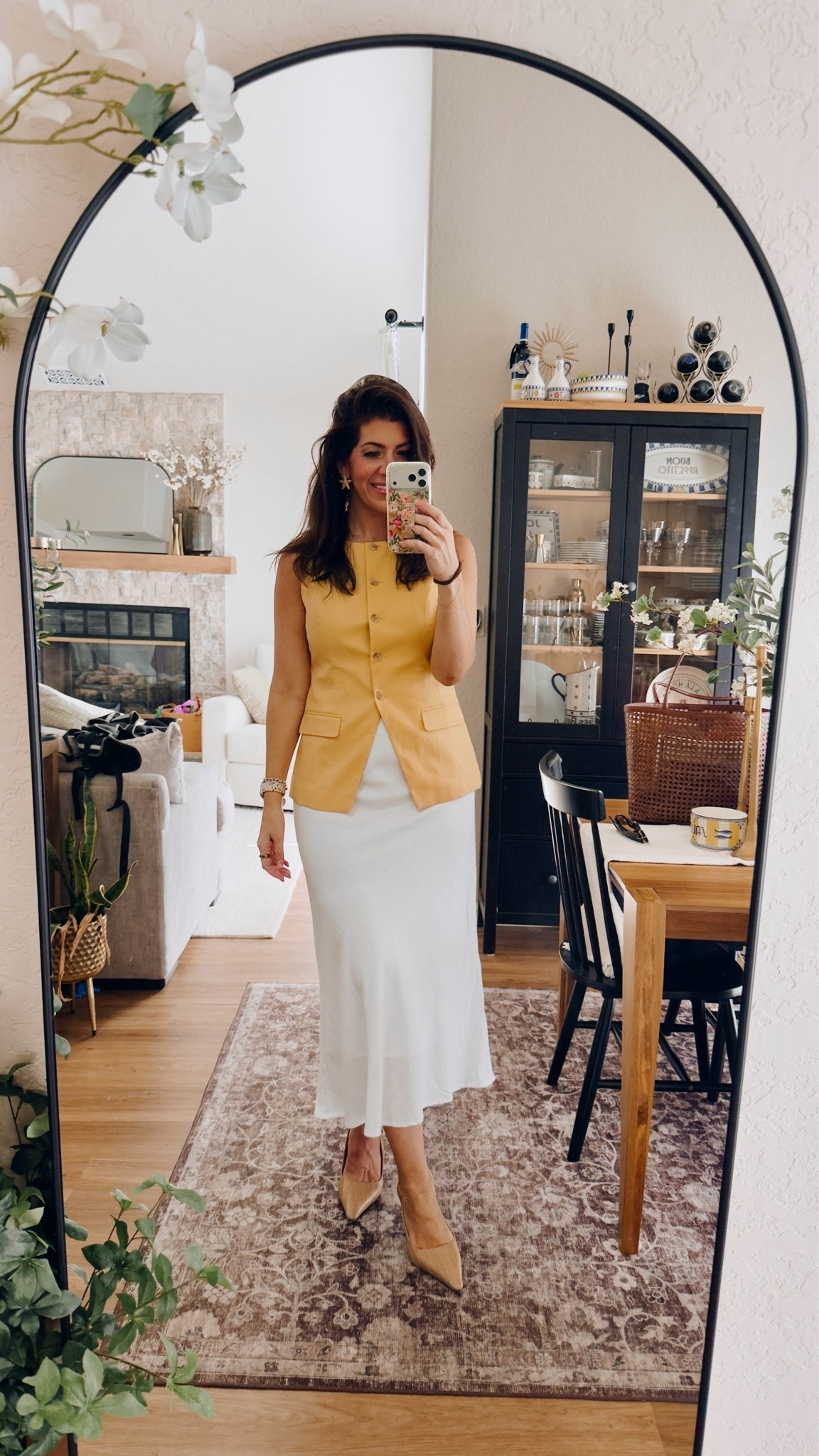 Work outfit of the day
In a medium/8 vest 
Large linen slip skirt

#LTKMidsize #LTKOver40 #LTKWorkwear