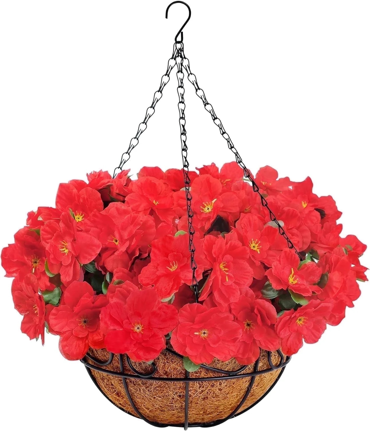 Scidweet Artificial Hanging Flowers with Basket, 30 Pcs Azaleas Outdoors Fake Plants with Coconut... | Walmart (US)