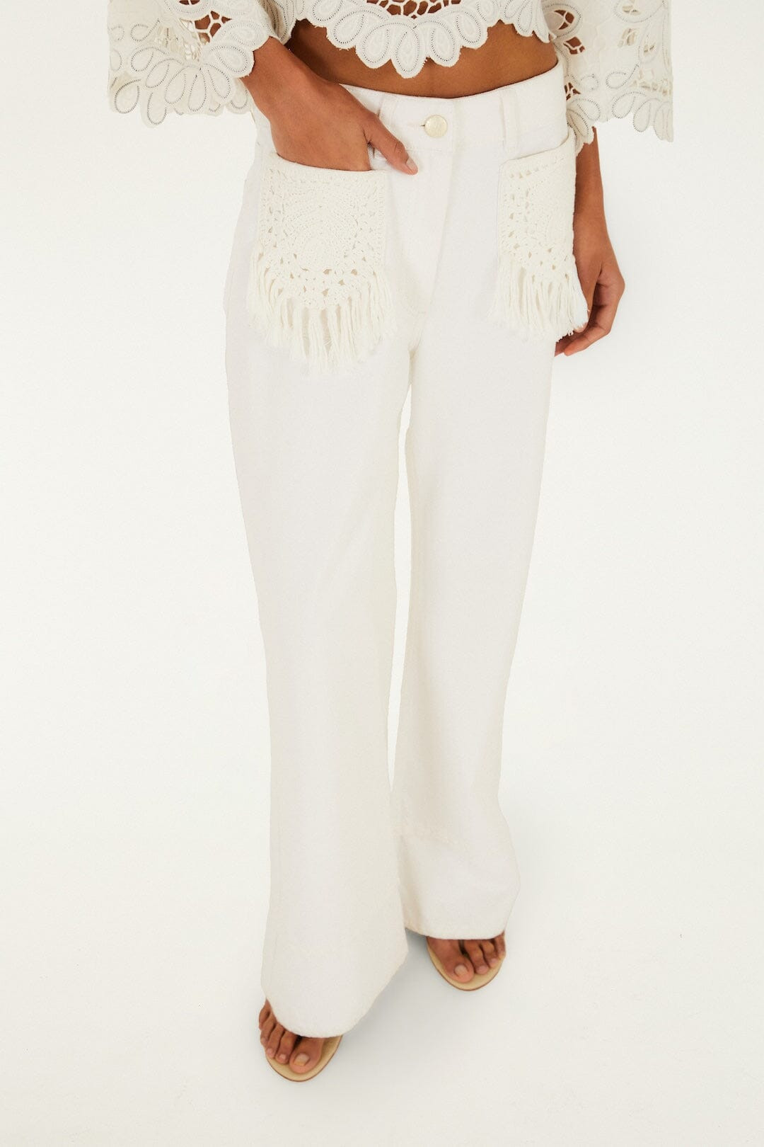 Twill Fringe Pocket Pants | FARM Rio | FarmRio (US)