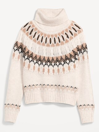 Cozy Fair Isle Cable-Knit Turtleneck Sweater for Women | Old Navy (US)
