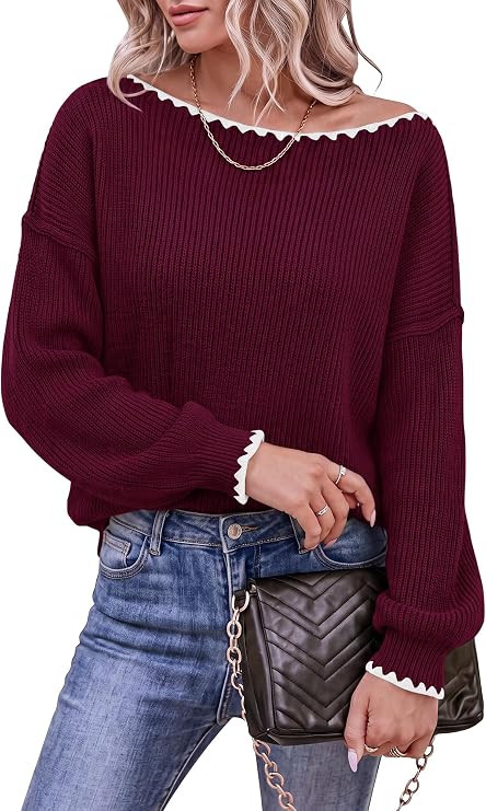 BTFBM Fall Sweaters for Women 2026 Casual Long Sleeve Oversized Sweater | Loose Fit Ribbed Knit P... | Amazon (US)
