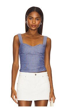 LIONESS Cobain Corset Top in Navy Stripe from Revolve.com | Revolve Clothing (Global)