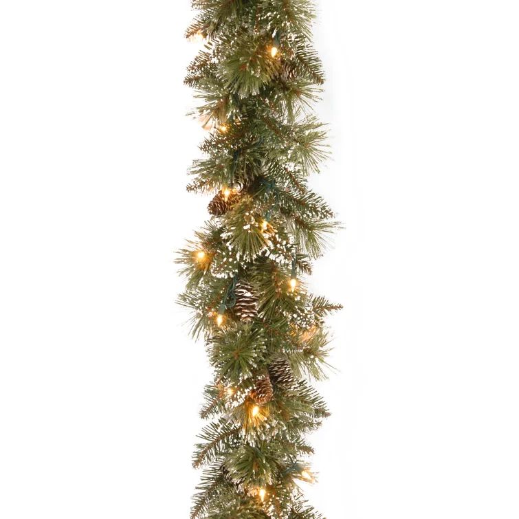 Glittery Bristle Artificial 6' Pre-Lit Garland with 50 Warm Clear/White Lights | Wayfair North America
