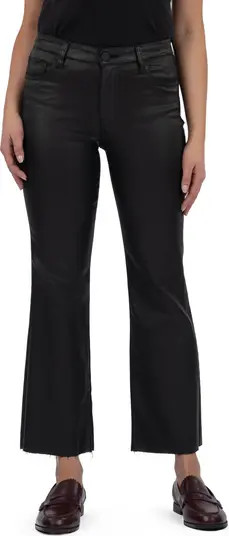 KUT from the Kloth Kelsey Coated High Waist Raw Hem Kick Flare Jeans | Nordstrom | Nordstrom