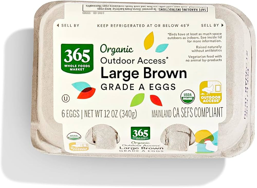 365 by Whole Foods Market Organic Large Brown Grade A Eggs 6 Count, 6 CT | Amazon (US)