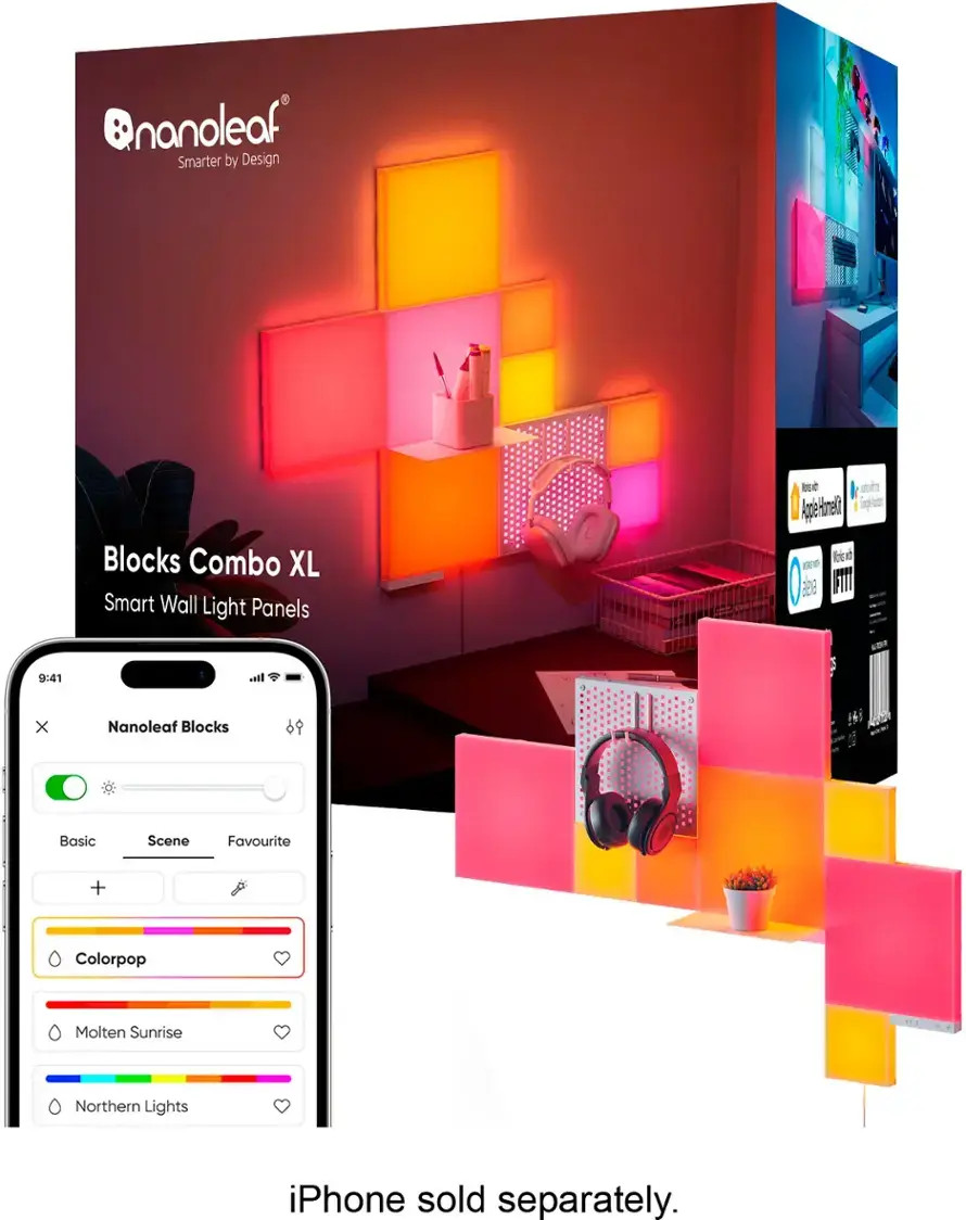 Nanoleaf - Blocks Combo XL Smarter Kit - Smart LED Wall Light Panels - Multicolor | Best Buy U.S.