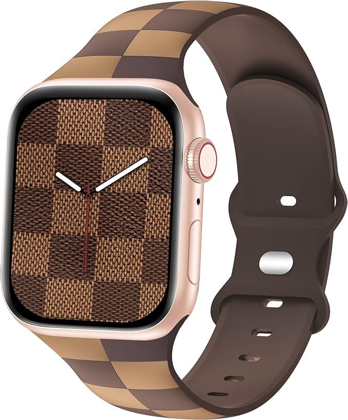 Luxury Checkered Designer Bands Compatible with Apple Watch Band 42mm 44mm 45mm 49mm Women Men,So... | Amazon (US)