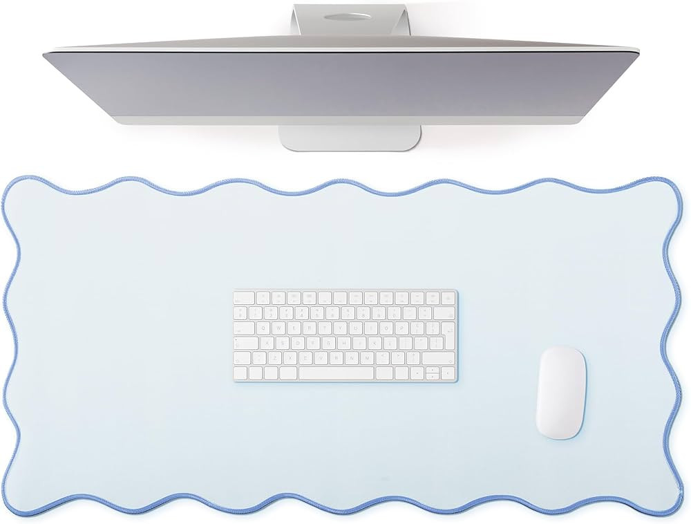 Scalloped Desk Mat Large Scalloped Piping Cute Desk Mat Aesthetic Preppy Table Pad Large Nonslip ... | Amazon (US)