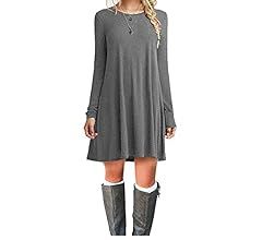 MOLERANI Women's Casual Plain Simple Long Sleeve T-Shirt Loose Dress       
Material: Rayon | Amazon (US)