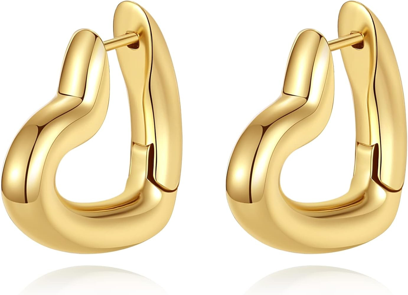 Anten Pink Gold Hoop Earrings for Women Trendy Chunky Triangle Hypoallergenic Earrings with 18K G... | Amazon (US)