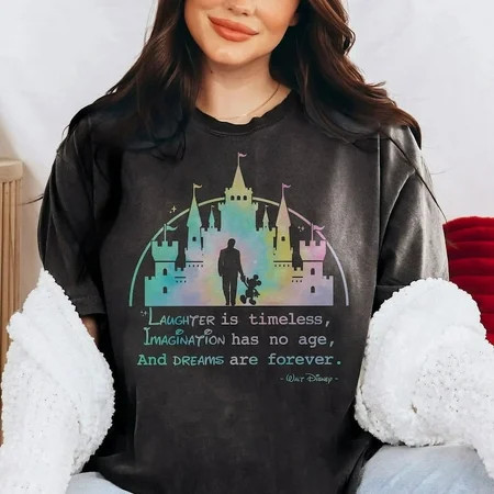 Walt And Mickey Partner Disney Castle Shirt Laughter Is Timeless Dreams Are Forever T-shirt Walt Disney World Disneyland Trip Tee Black Color Size 2XL | Walmart (US)