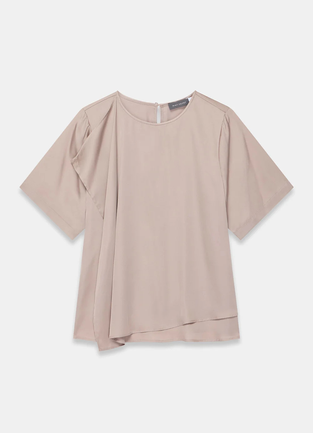 Neutral Satin Ruffle Front Top | Mint Velvet