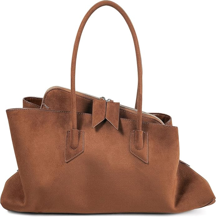 Bevel Edge Suede Large Tote for Women Suede Hobo Bags Retro Shoulder Handbags Purses for Work Tra... | Amazon (US)