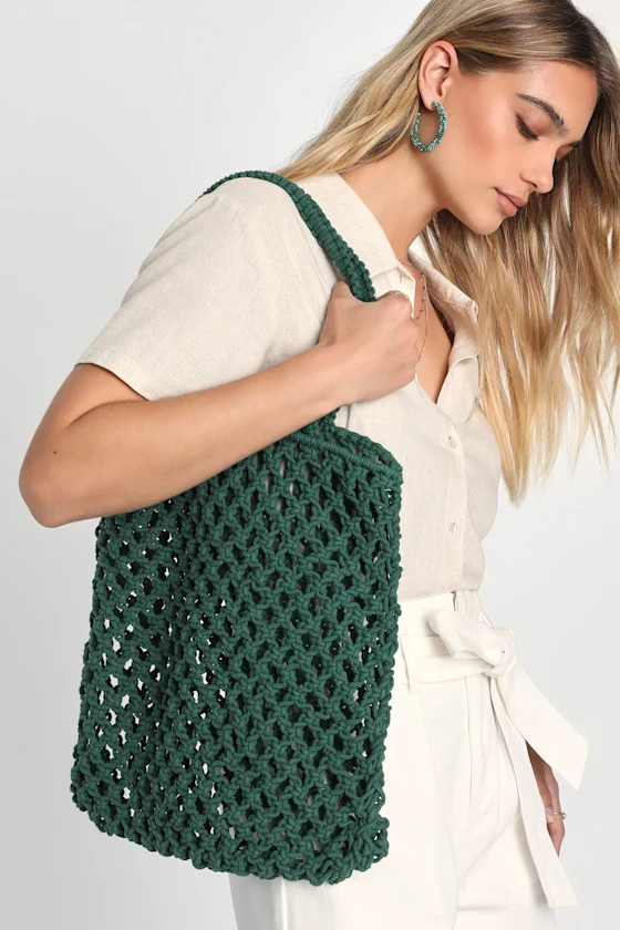 Market Moment Dark Green Crochet Tote | Lulus (US)