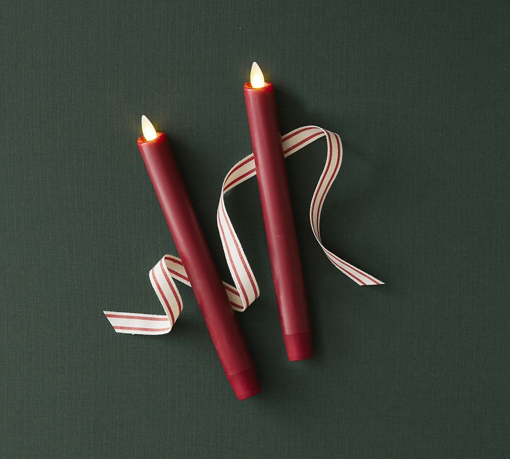 Premium Flickering Flameless Wax Taper Candle | Pottery Barn (US)