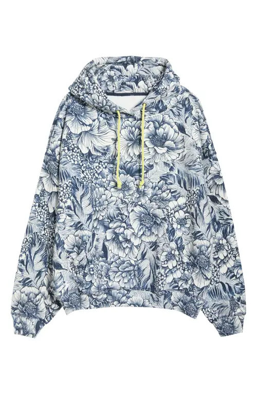 Free People Final Call Print Hoodie in Wild Side Navy Combo at Nordstrom, Size Large | Nordstrom
