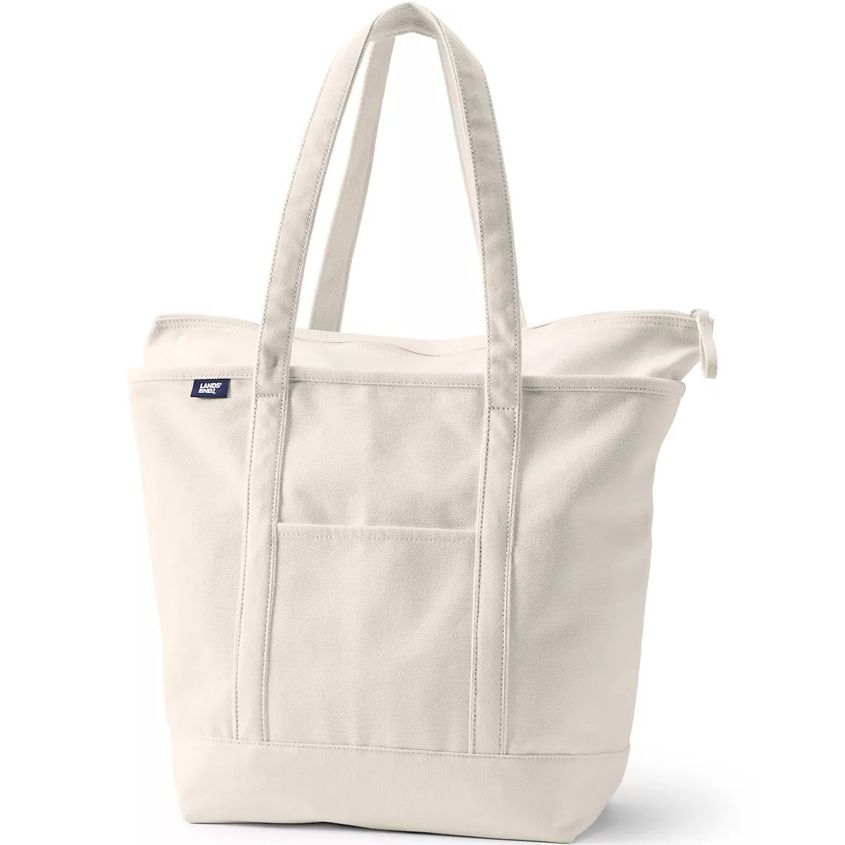 Large 5 Pocket Zip Top Long Handle Canvas Tote Bag | Lands' End (US)