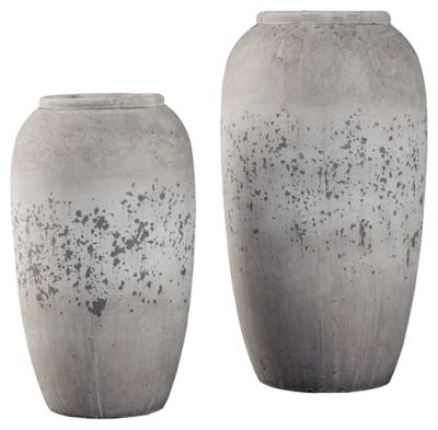Signature Design by Ashley Dimitra Painted Ceramic 2 Piece Decorative Vase Set, Light Gray | Walmart (US)