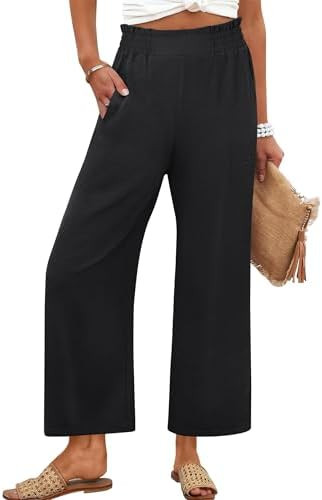 ANRABESS Womens Wide Leg Palazzo Pants Summer Beach High Waisted Cropped Flowy Pants 2026 Dressy ... | Amazon (US)
