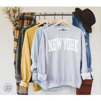 New York Sweatshirt Boho, Fan Crewneck Sweatshirt, Distressed Vintage, Gift, College Student Gift | Etsy (US)