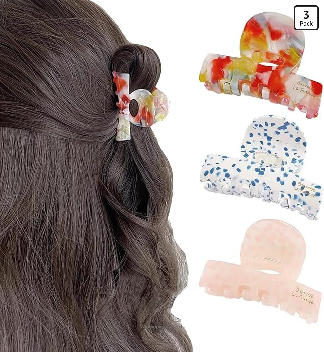 Small Hair Clips for Women, 2.4" Acetate Cute Hair Claw Clips Strong Hold, Nonslip Jaw Clips Half... | Amazon (US)