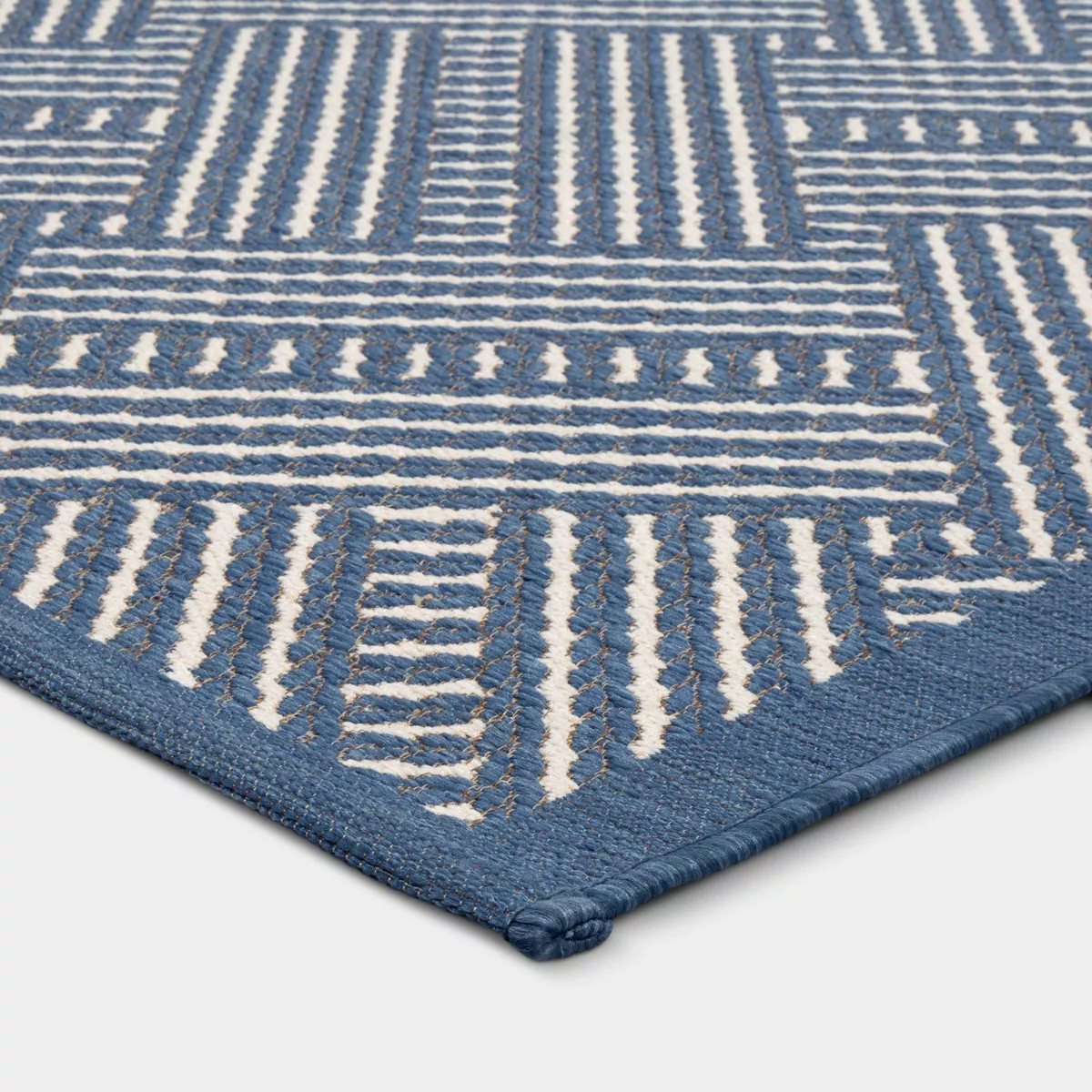 5'x7' Oversized Basket Weave Woven Outdoor Patio Area Rug Blue - Threshold™ designed with Studi... | Target