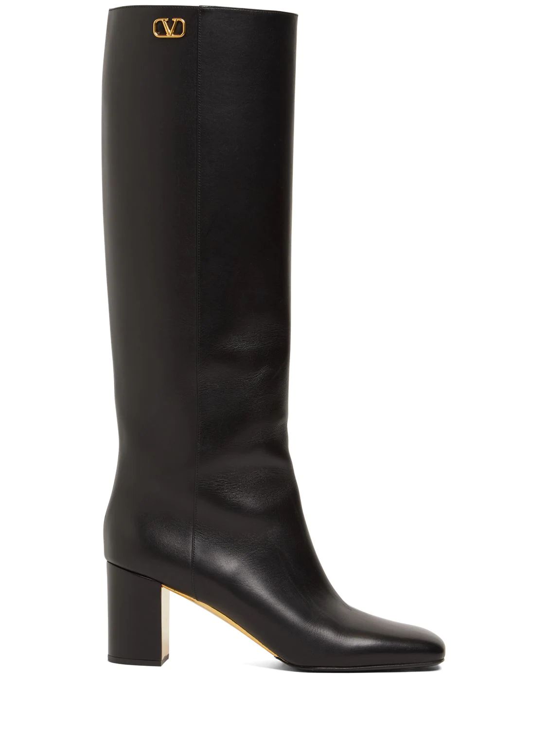 Valentino Garavani - 70mm golden walk leather tall boots - Black | Luisaviaroma | Luisaviaroma