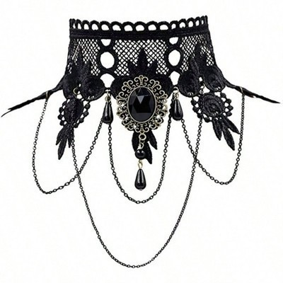 Steampunk Black Lace Choker Necklace for Women, Gothic Vampire Costume black Standard | Target