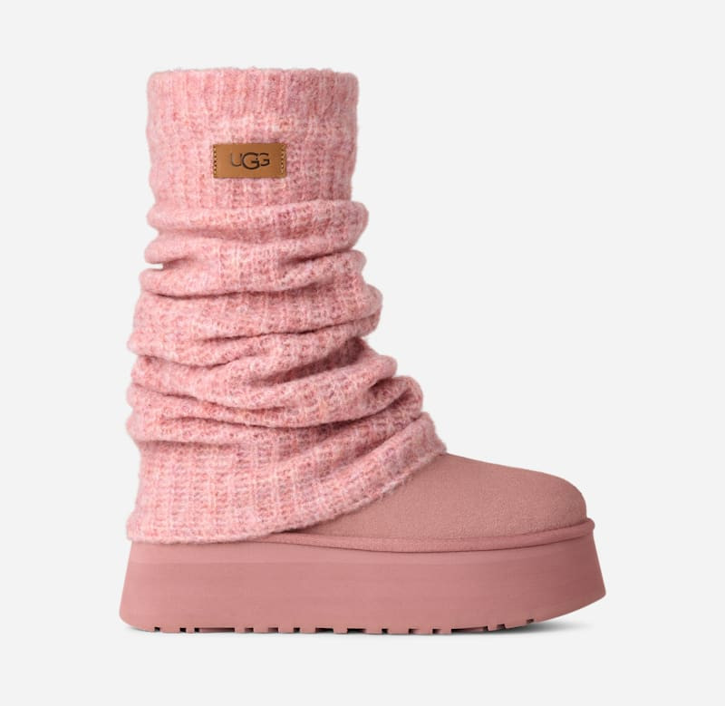 UGG® Women's Classic Mini Dipper Legwarmer Knit Classic Boots in Pink Dawn, Size 11 | UGG (US)